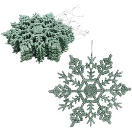 Christmas Concepts® Pack of 12-10cm Glitter Snowflake Hanging Decorations - Christmas Decorations (Mint Green)