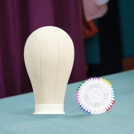 perfeclan Canvas Block Head Mannequin Head Manikin Cloth Head Desktop Wig and Hats Display Stand Table Training Head for Scarves Salon, Head 53cm