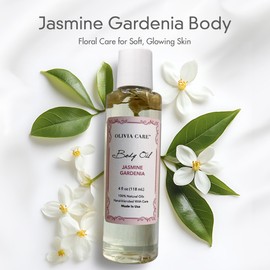 Olivia Care Jasmine Gardenia Body Oil Vegan & Natural Oil For Women | Hydrating & Moisturizing After Bath Oil - with VITAMIN E, K & Omega Fatty Acids Reduce Dry Skin - 4 OZ
