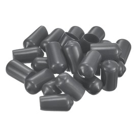 sourcing map 100pcs Rubber End Caps 5.5mm(1/4") ID Vinyl PVC Round Tube Bolt Cap Cover Screw Thread Protectors Dark Grey