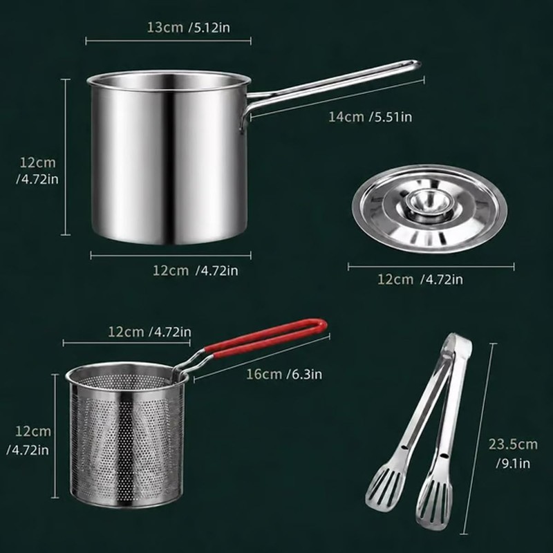 Compact Fry Pot with Filter Basket, Oil Filter Pot with
