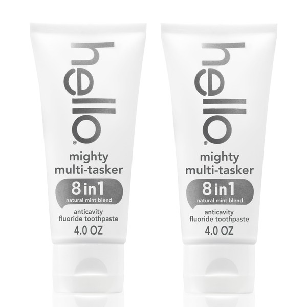 hello hello Mighty Multitasker Fluoride Toothpaste, 8-in-1 Toothpaste with Minty