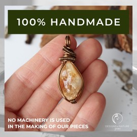 Designs by Nature Gems Handmade Women’s Yellow Citrine Necklace 24 Inch Chain Antique Bronze, November Birthstone