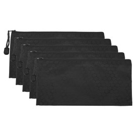 PATIKIL Waterproof Zipper File Bags, 5 Pack A6 Document Holders Pencil Pouch for Classroom Office, Black