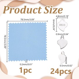 HOBBIESAY 24Pcs 925 Sterling Silver Heart Charms with 1Pc Polishing Cloth Flat Metal Heart Charm Silver Small Love Charms Tiny Love Dangle Pendants for DIY Bracelets Earring Necklace Jewelry Making