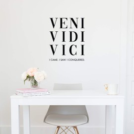 Vinyl Wall Art Decal - Veni Vidi Vici - Julio Cesar - 20.5" x 17" - Trendy Inspirational Positive Self Esteem Quote Sticker for Office Conference Room Business Store Gym Coffee Shop Decor (Black)