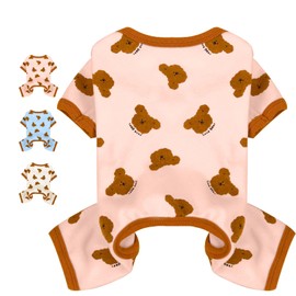 Dog Pajamas Spring Small Sized Onesie Clothes Soft Stretchy Puppy Pajamas for Small Dogs Cats Girl Pet Costume Cute Bear Printed Pjs Outifts French Bulldog Chihuahua Doggie Clothing