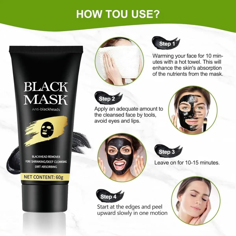 🔥 Mascarilla negra peel off elimina poros puntos negros acné