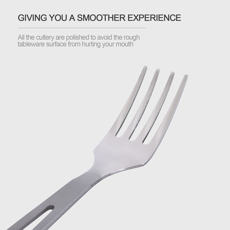iBasingo Ti1048T Titanium Crockery Set Camping Fork Spoon Indoor Outdoor