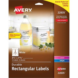 Avery Printable Blank Wraparound Rectangle Labels, 3.25" x 7.75", Matte White, 16 Customizable Labels (22835)