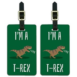 I'm A T-Rex Rawr Cute Tyrannosaurus Rex Luggage ID Tags Cards Set of 2