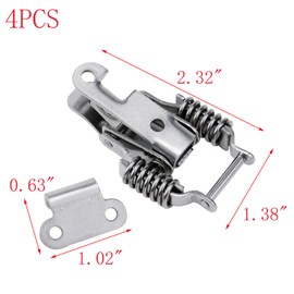 MY MIRONEY 4Set Compression Spring Toggle Latch Lock 304 Stainless Steel Spring Loaded Draw Latch Clamp Cabinet Boxes Toggle Hasp Latch with Lock Hole,2.32" Length