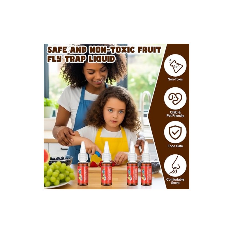 8 Pack Fruit Fly Trap Refill Liquid, 0.68 Ounces Per