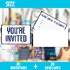 Blue Doorplate Birthday Party Invitations, Simple Blue and White Party