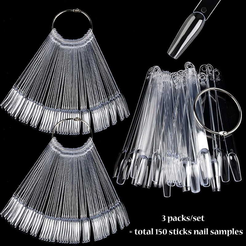 Fcozpjk Clear Nail Color Swatch Sticks, 150Pcs With Ring, Ballerina