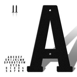 6 Inch Metal Letters, Modern House Address Numbers, Metal Door Numbers, Large Black House Address Letters and Numbers, for Home, Office, Street, Apartment, Outside(A)