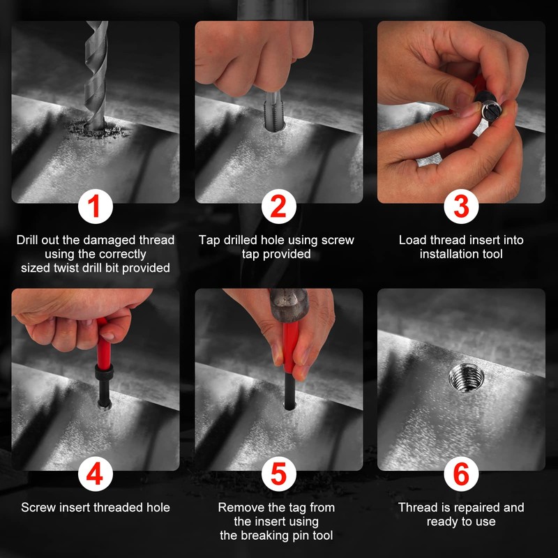JMMRRR Thread Repair Kit M6 X 1.0mm, Helicoil Metric Thread