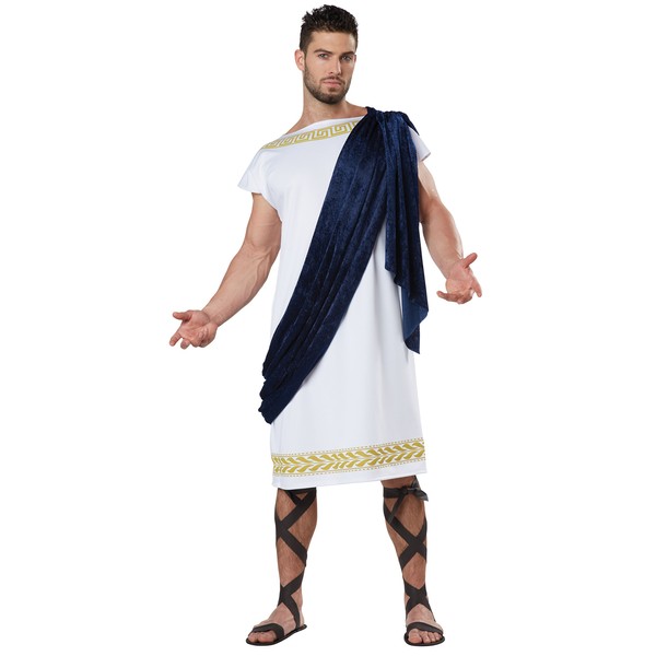 California Costumes Men's Grecian Toga, White/Navy, Large