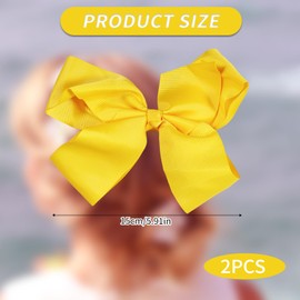 2Pcs Bow Hair Clip, Big Bow Hairpin Ribbon Clips Hairs, Vintage Big Ponytail Holder Accessories, Hair Bows for Women Girls Birthday Christmas Gifts,Yellow