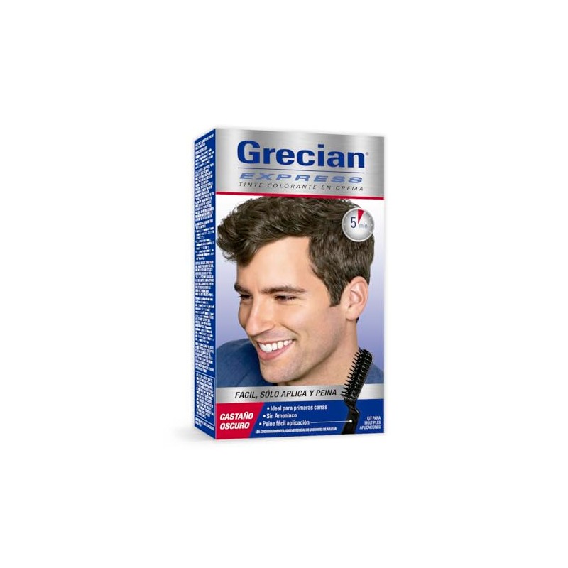 Grecian Express Tinte Cabello Hombre en Crema, Castaño Oscuro, 3