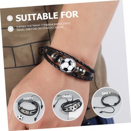 KOMBIUDA 3pcs Soccer Bracelet Football Charm Sports Fan Jewelry for Travel Daily Wear and Special Occasions Lightweight Design