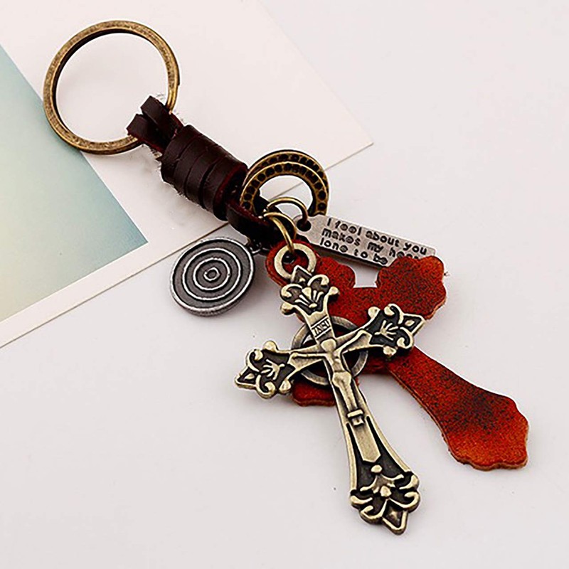 CHROME CRANE (Chrome Crane) Cross Lock Motif Leather Strap Plate