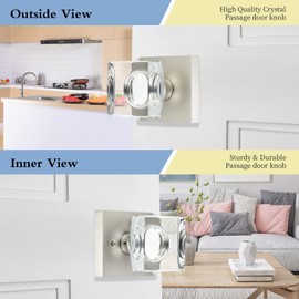 coolnews Crystal Door Knobs Interior, Passage Hall Closet Door Knobs, Satin Nickel
