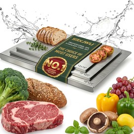 SRXJWLI Stainless Steel Cutting Board Countertop with Lip Groove Edge Titanium Metal Cutting Boards for Kitchen 304 Chopping Large Food Prep Meat Brea