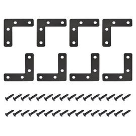 DTGN 50x50mm(LxW) L Shape Repair Plates -12Pack- Good for Wood Furniture Maintenance - Iron Corner Brackets W/Screws - Black