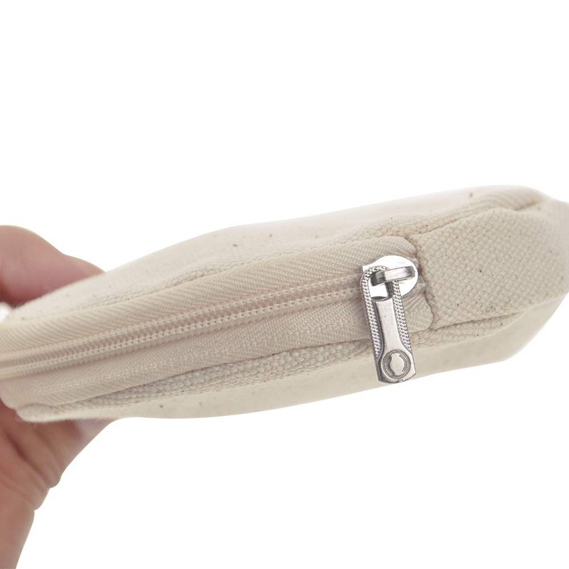 Muka 6-Pack Round Keychain Pouch, Natural Cotton Canvas Ear Bud