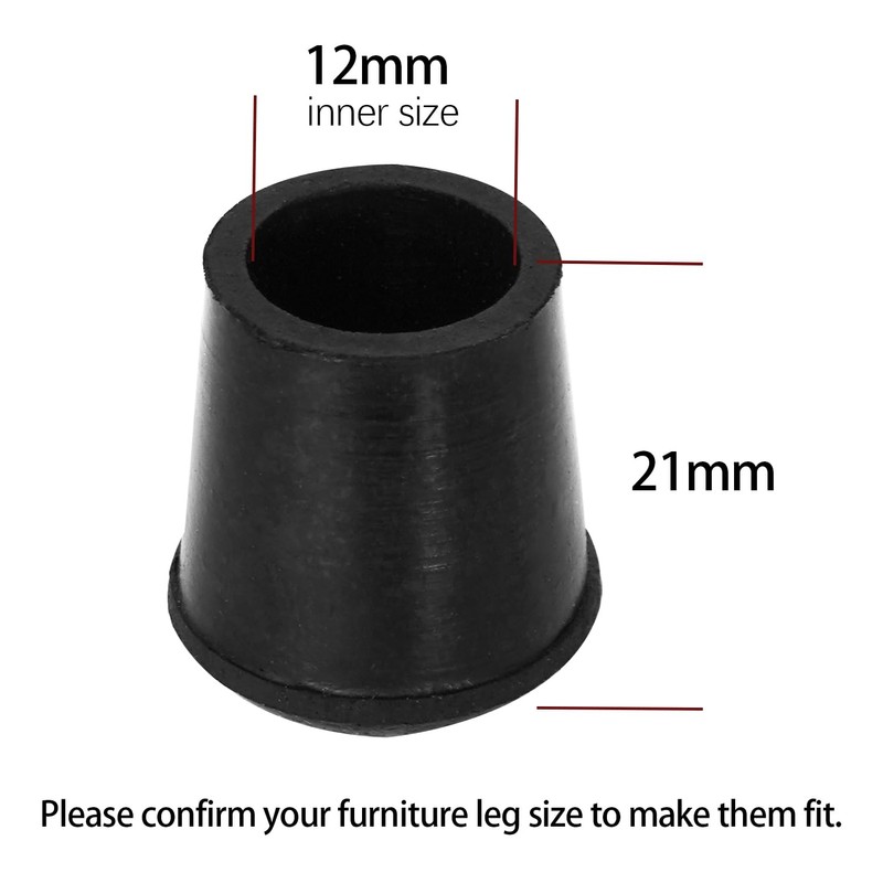 Zinkebol 10 PCS Black Round Rubber Chair Leg Caps Tips,