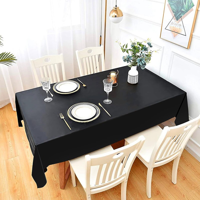 Jepeux 2 Packaging Black Plastic Tablecloth, 54 inch x108 inch