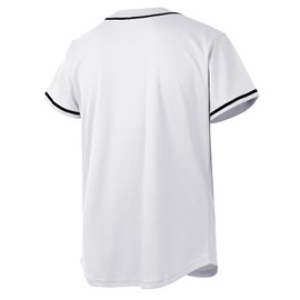 CUTHBERT Solid Baseball Jersey Shirt for Men and Women, Plain Short Sleeves Button Down T-Shirt(White XXL)