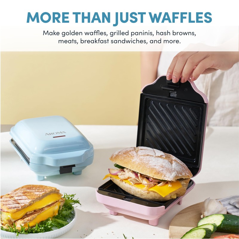 AROMA® 3-in-1 Panini Press, Sandwich Grill, and Waffle Maker with