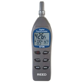REED Instruments 8706 Digital Psychrometer/Thermo-Hygrometer, (Wet Bulb, Dew Point, Temperature, Humidity)