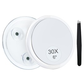 MIYADIVA 30X Magnifying Mirror Suction Cup for Easy Mounting, Use for Makeup Mirror, Travel Stick on Shower Mirror for Plucking Eyebrows 6 Inch