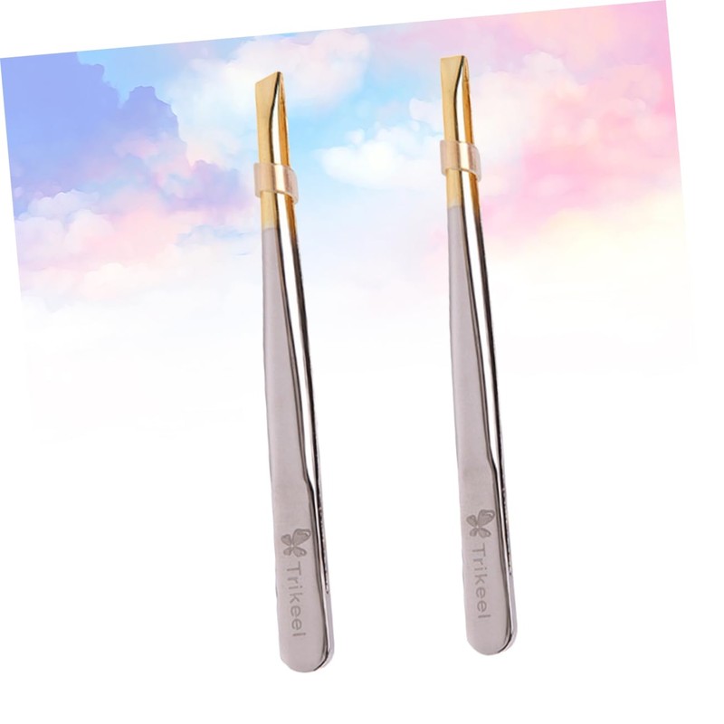 Mikinona Professional Eyebrow Tweezers Stainless Steel Clamps Flat Oblique Mouths
