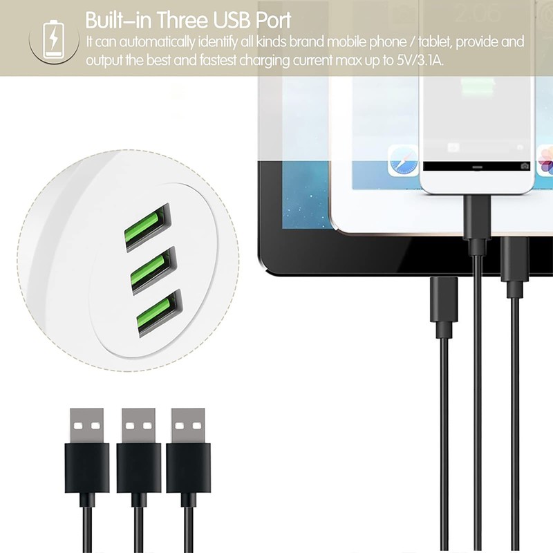 USB Built-in Socket, 3 Port USB Table Hub Desktop, 3.1