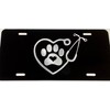 Engraved Veterinarian Dog Paw Car Tag Diamond Etched Vanity Front