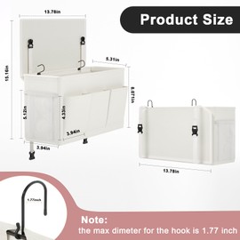 Edudif Dual-purpose Bedside Caddy Bedside Organizer, Bed Caddy with 6 Pockets, Versatile Bedside Storage Solution Magazine Remotes holder, ideal for Home, Dorm, Hospital, Crib Bed (White)