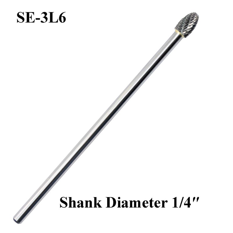 SE-3L6 Tungsten Carbide Burr Lengthened Rotary File Oval Egg Shape