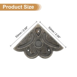 sourcing map 4Pcs Vintage Flat Corner Bracket, 2.1" x 2.1" Metal Desk Corner Protectors Zinc Alloy Decorative Edge Cover with Mounting Nail for Furniture Jewelry Box Gifts Box, Bronze