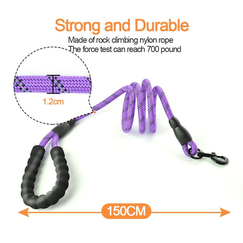 Reflective Nylon Dog Lead Safety for Large or Medium Dogs