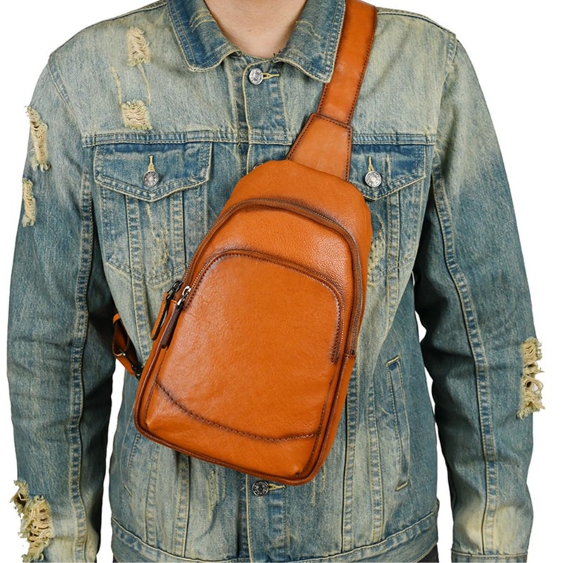 NICE SELECTION Men's Shoulder Bag, Cross-Body Bag, Genuine Leather, Cross-Body