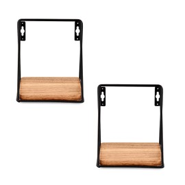 Indus Lifespace Floating Shelf Iron and Acacia Wood Wall Mounted Shelves Set of 2 for Living Room Bedroom Bathroom (12.7cm x 12.7cm x 12.7cm) (Set of 2)