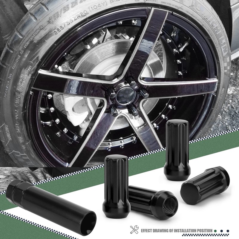 glorider 9/16-18 Spline Lug Nut 32pcs for Dodge 2500 3500