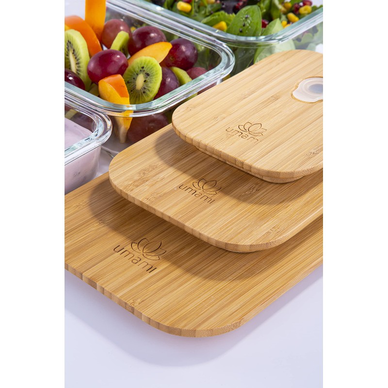 Umami Glass & Bamboo Meal Prep Container Set, 68 oz,