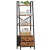 Furologee 4-Tier Ladder Shelf,Small Bookshelf with 2 Drawers,Vertical Bookcase Storage