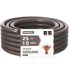 AWELTEC 10 Gauge Wire, 25 Feet Black Power Ground Wire Cable, Primary Automotive Wire, Copper Clad Aluminum Wire for Battery Cable, Car Audio, Amp Wiring, Generator, Automotive, RV