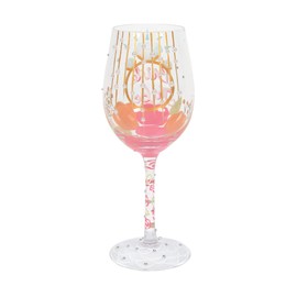 Enesco Designs by Lolita Wedding Bride Tribe Hand-Painted Artisan Wine Glass, 15 Ounce, Multicolor